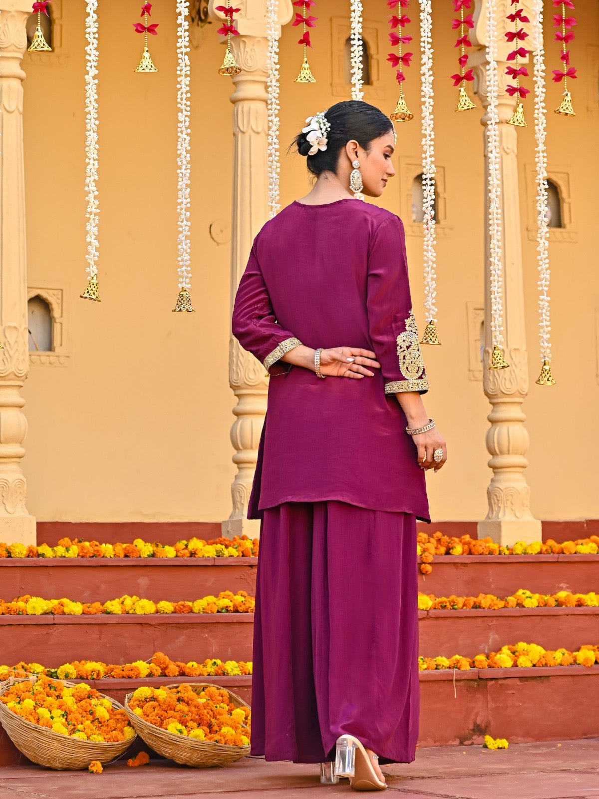 Rich Wine Sharara Suit Set